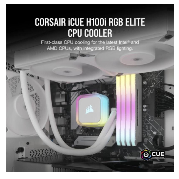 Система охлаждения CORSAIR iCUE H100i RGB Elite Liquid CPU Cooler White (CW-9060078-WW) фото №9