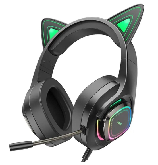 Навушники Hoco W107 Cute cat luminous cat ear gaming headphones Phantom Cat