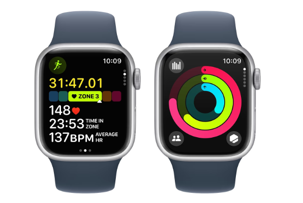 Смарт-годинник Apple Watch Series 9 GPS 41mm Silver Aluminium Case with Storm Blue Sport Band - S/M (MR903QP/A) фото №5