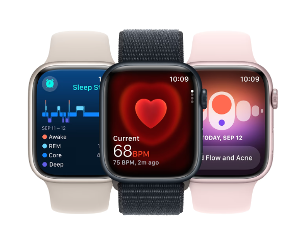 Смарт-годинник Apple Watch Series 9 GPS 41mm Silver Aluminium Case with Storm Blue Sport Band - S/M (MR903QP/A) фото №6