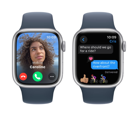 Смарт-годинник Apple Watch Series 9 GPS 41mm Silver Aluminium Case with Storm Blue Sport Band - S/M (MR903QP/A) фото №4