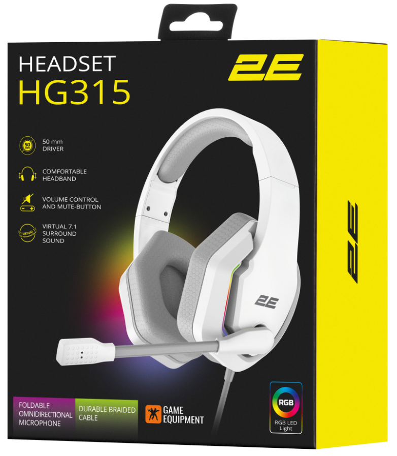 Наушники 2E GAMING HG315 RGB USB 7.1 White фото №9