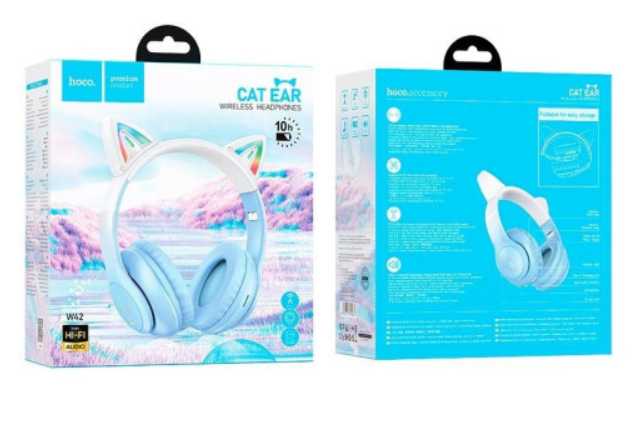 Навушники Hoco W42 Cat ears BT headphones Crystal Blue фото №3