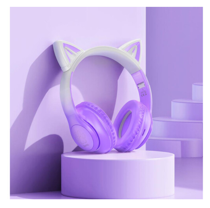 Навушники Hoco W42 Cat ears BT headphones Purple Grape фото №3