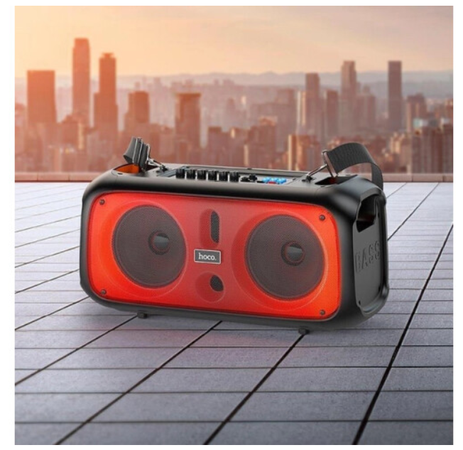 Портативна колонка Hoco BS54 Party wireless dual mic outdoor BT speaker Black фото №8