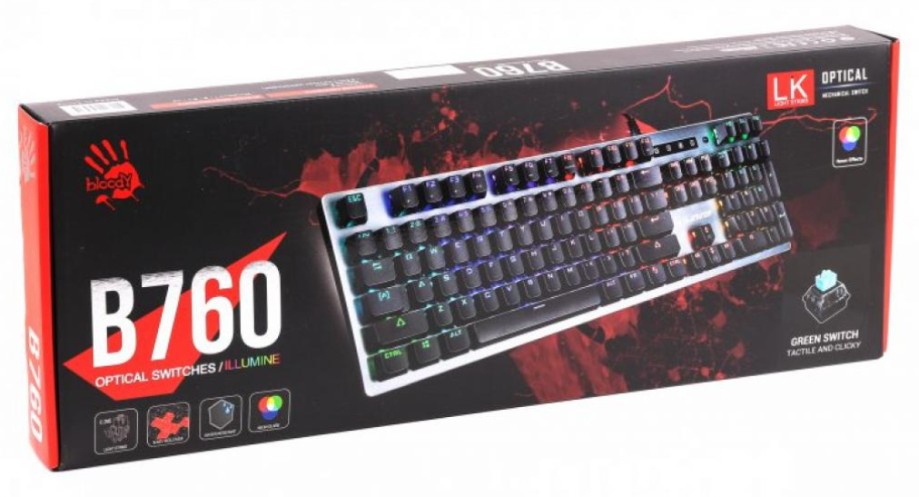 Клавиатура A4Tech Bloody B760 Green Sw Grey фото №6