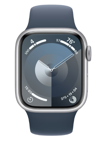 Смарт-годинник Apple Watch Series 9 GPS 45mm Silver Alu. Case w. Storm Blue S. Band - M/L (MR9E3)