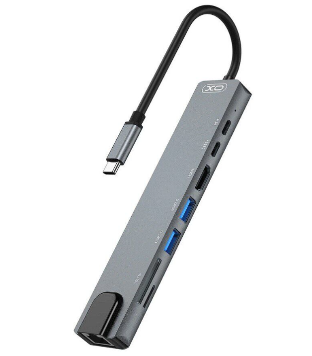 ХАБ XO HUB003 8 in 1 Black