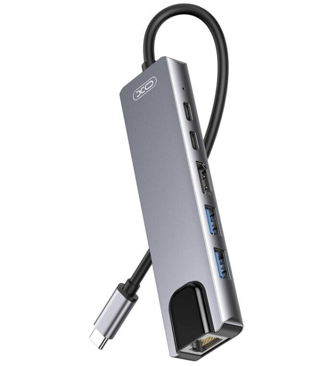 ХАБ XO HUB013 6 in 1 Black
