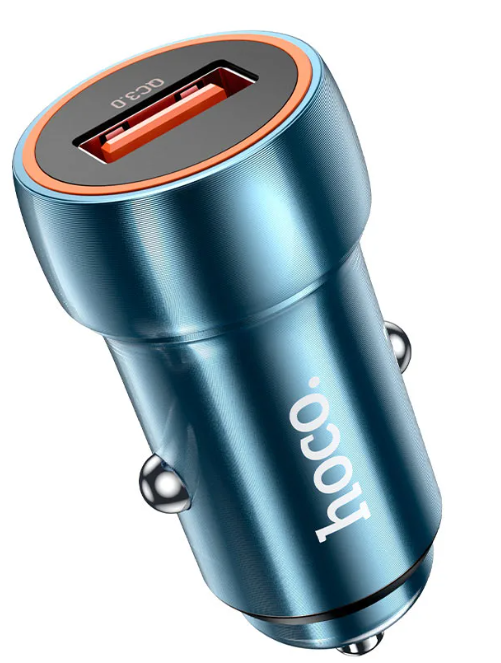 АЗП Hoco Z46 Blue shield single port QC3.0 18W Sapphire Blue