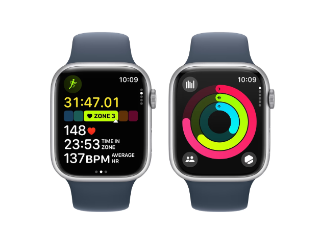 Смарт-годинник Apple Watch Series 9 GPS 45mm Silver Aluminium Case with Storm Blue Sport Band - M/L (MR9E3QP/A) фото №5