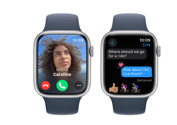 Смарт-годинник Apple Watch Series 9 GPS 45mm Silver Aluminium Case with Storm Blue Sport Band - M/L (MR9E3QP/A) фото №4