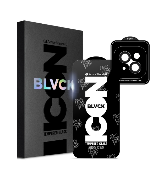 Защитное стекло Armorstandart Supreme Plus Black Icon Apple iPhone 14 (ARM68071)