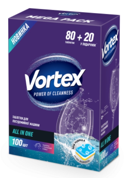 Таблетки для посудомийок Vortex All in 1 100 шт. (4823071623093)