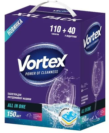 Таблетки для посудомоек Vortex All in 1 150 шт. (4823071629828)