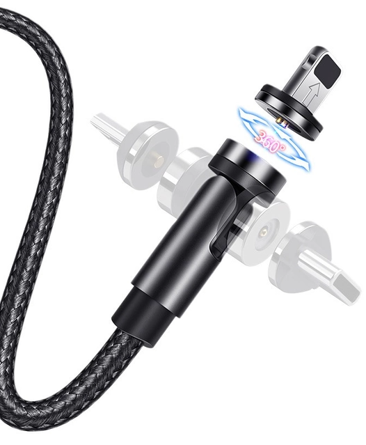 Usams Lightning U59 Rotatable Magnetic 2.4A 1.0m Black Usams Lightning U59 Rotatable Magnetic 2.4A 1.0m Black