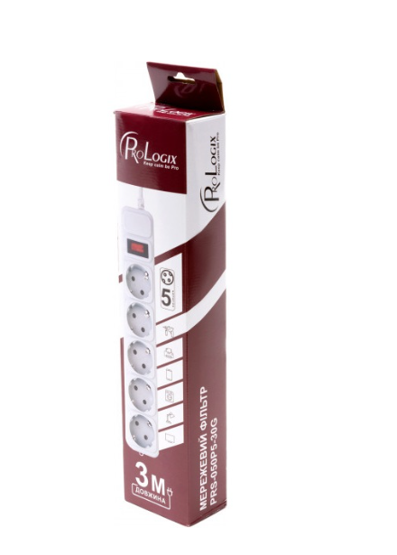 Мережевий фільтр Prologix PRS-050P5-30G 5 розеток 3 метра фото №3