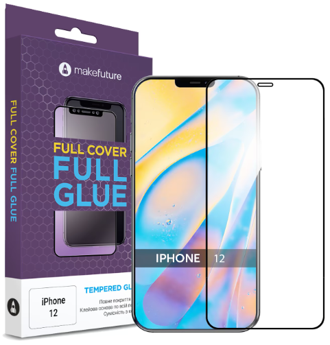 Захисне скло MakeFuture Apple iPhone 12 Full Cover Full Glue (MGF-AI12)