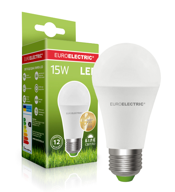 Лампочка Euroelectric LED Лампа A60 15W E27 4000K (50)