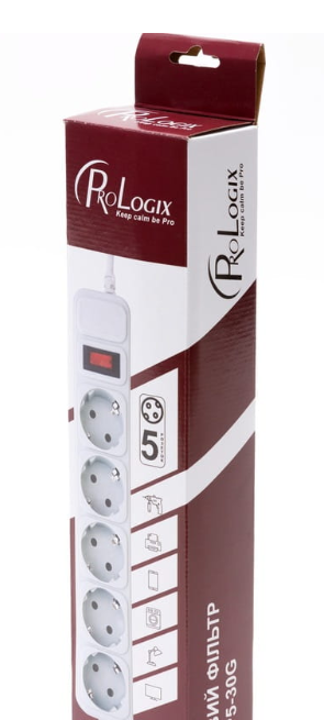 Мережевий фільтр Prologix PRS-075P5-30G 0.75 мм, 5 розеток, 3 метра фото №3