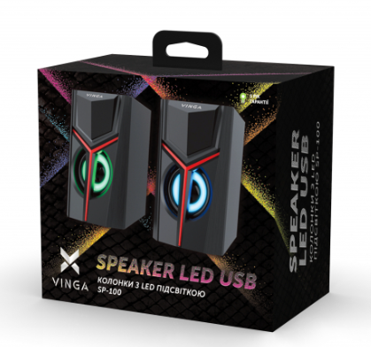 Акустична система Vinga SP-100 LED USB Black фото №2
