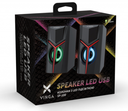 Акустична система Vinga SP-100 LED USB Black фото №3