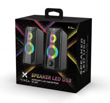 Акустична система Vinga SP-200 LED USB Black фото №3