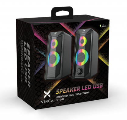Акустична система Vinga SP-200 LED USB Black фото №4