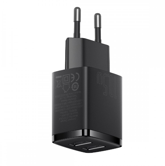 МЗП Baseus Compact Charger 2U 10.5W EU Black фото №2