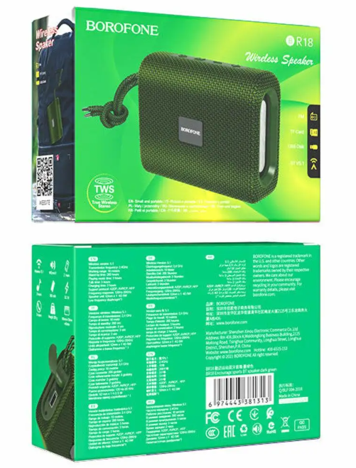 Акустична система Borofone BR18 Encourage sports BT speaker Dark Green фото №3