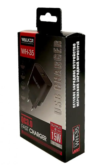 МЗП Walker WH-35 1USB / QC3.0 / 3A / 15W black фото №2