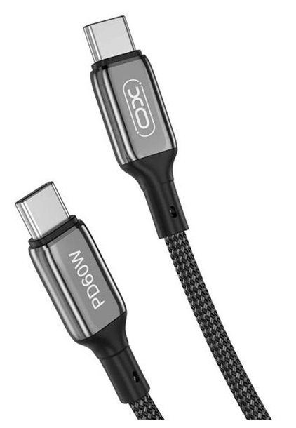 XO USB Cable NB-Q180B PD 60W 3A Fast charge Type-C - Type-C 1m тканевый black