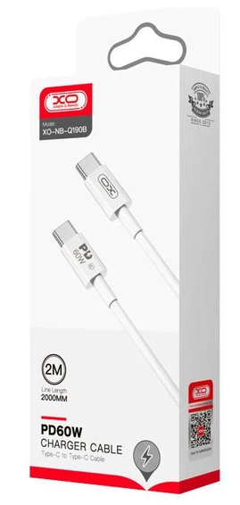 XO USB Cable NB-Q190A PD 60W Type-C - Type-C 1m white фото №2